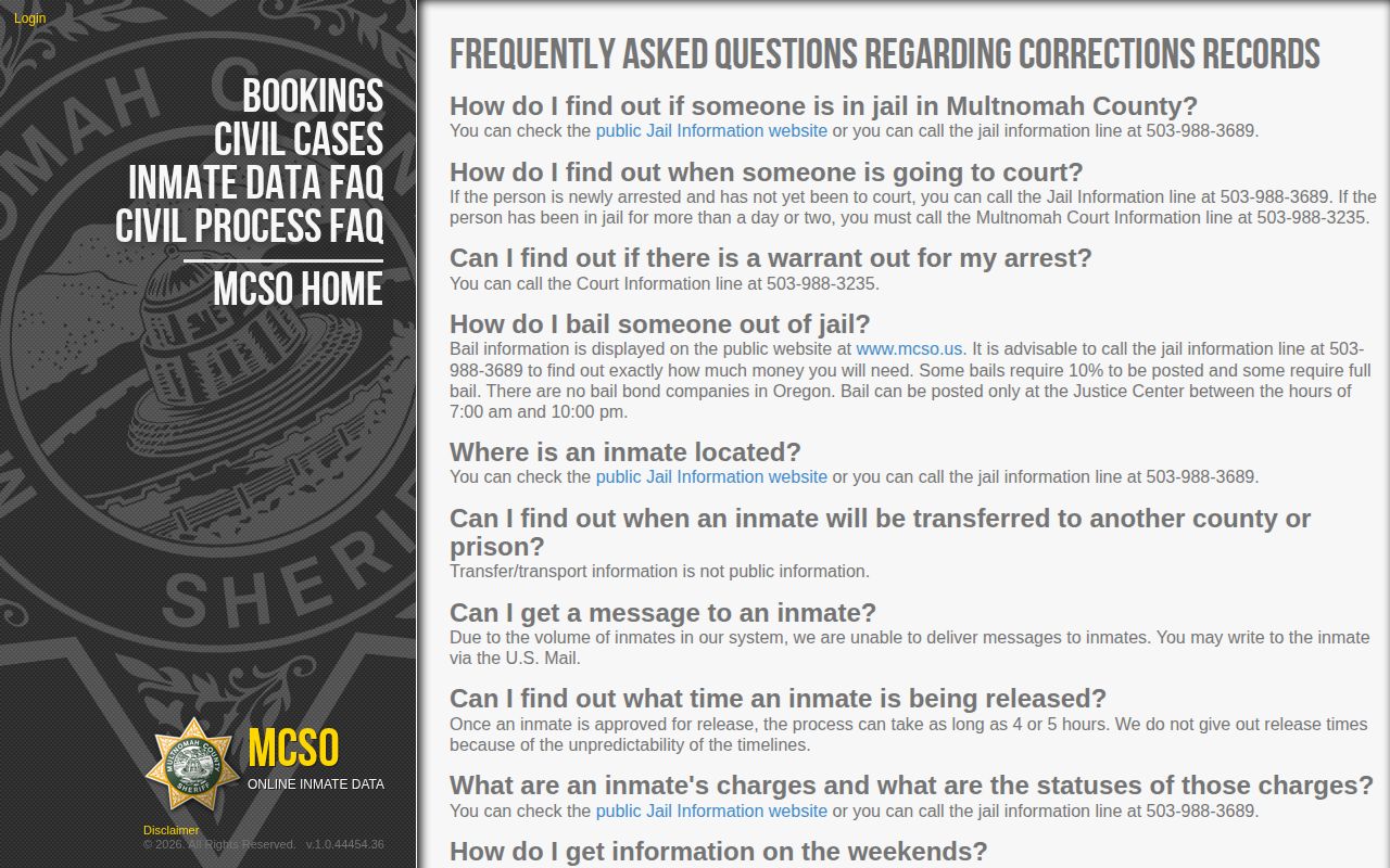 Multnomah County self-copy released mugshot instructions