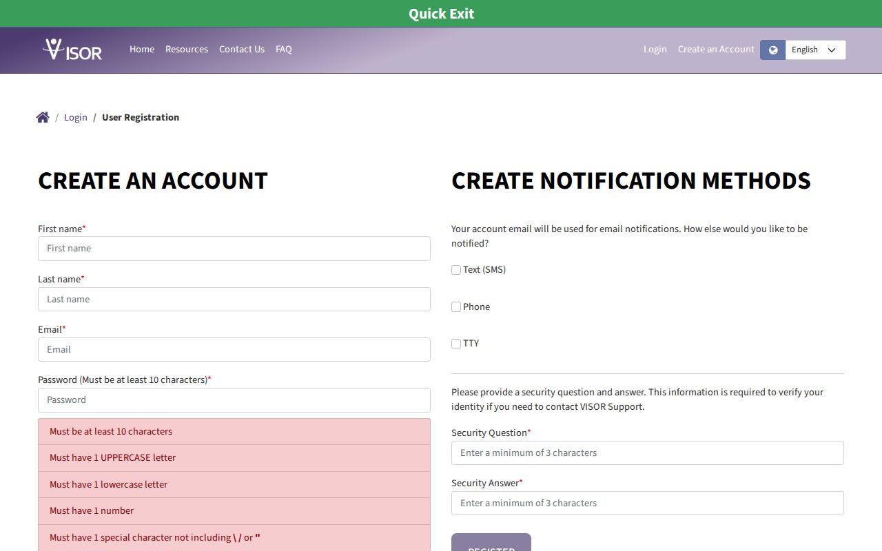 Multnomah County VISOR release notification guest and account registration