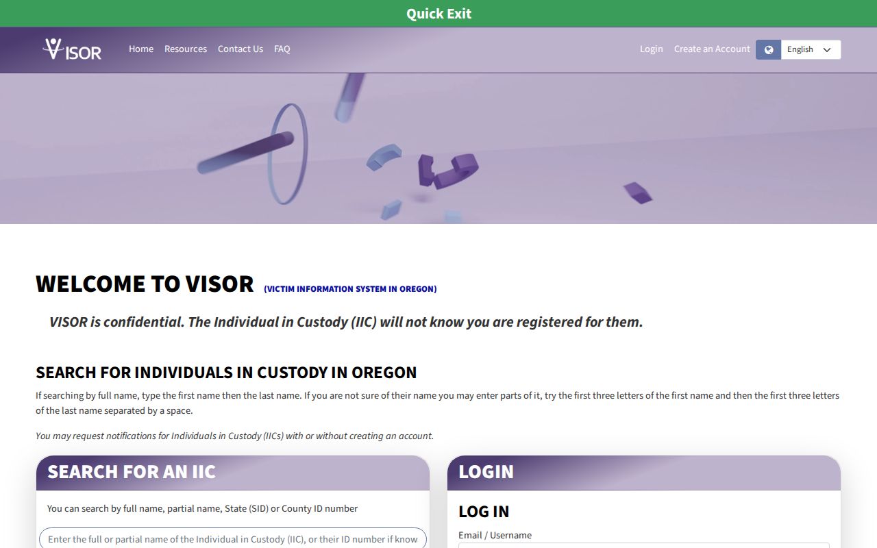 Multnomah County VISOR release record person search